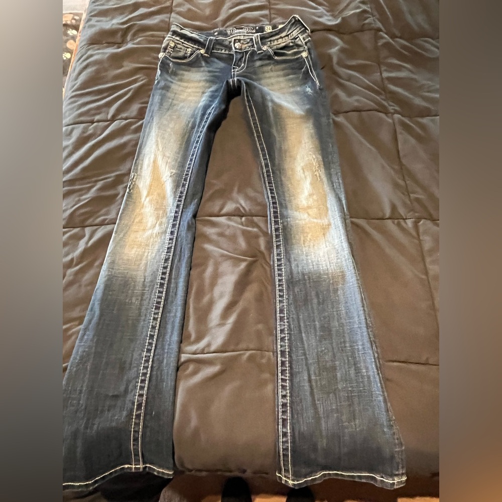 Miss Me Women's Boot Cut Jeans - Distressed Blue